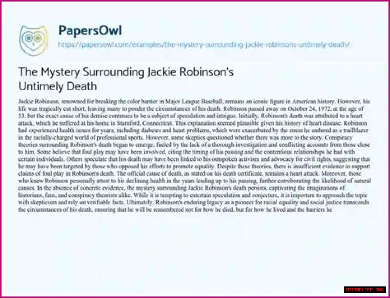 Uncovering The Mysteries Surrounding His Untimely Death